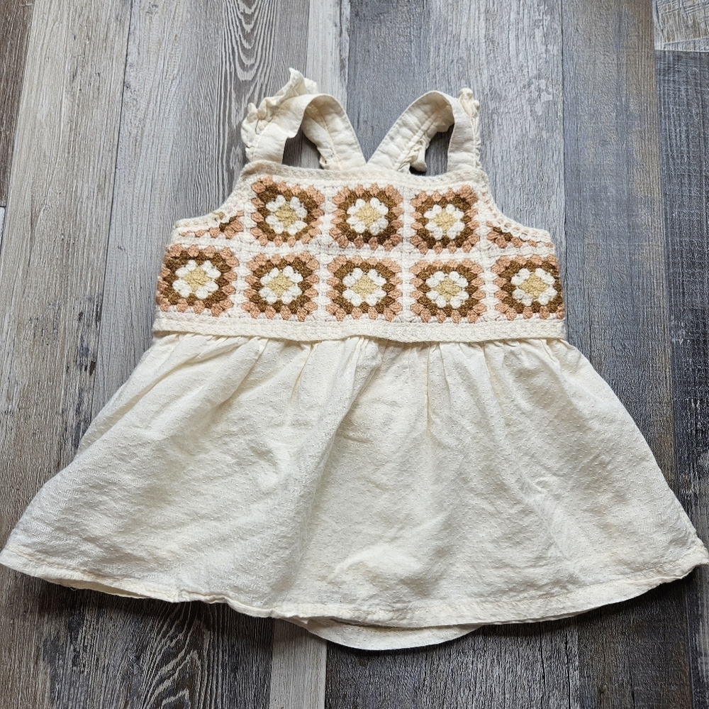 Haute Hippie Boho Sundress Crochet Granny Squares Size 18 Months